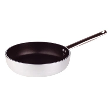 Pentole Agnelli Aluminium Anti - Adherent Professional Straight Frying Pan 5 Mm. Thick With Tubular Steel Handle, Diameter 24 Cm.