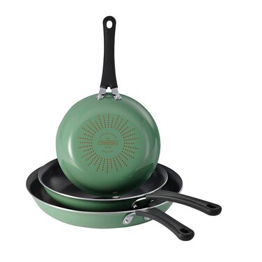 Tramontina 3 Pk Porcelain Enamel Fry Pans - Sage