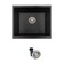 Stylish 22 x 17.5 Inch Granite Composite Kitchen Sink Single Bowl Drop in and Undermount Kitchen Sink with Regular Strainer (Black), S-822N