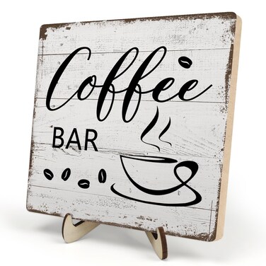 Coffee Bar Decor Sign, Coffee Bar Accessories, Funny Coffee Bar Desk Decor, Rustic Wooden Plaque Coffee Sign Farmhouse Coffee Bar Accessories For Coffee Station, Shelf Decor