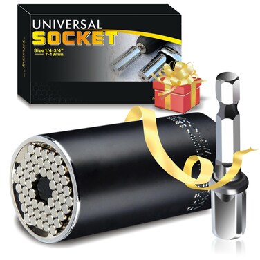 bnowi Universal Socket Wrench Set Tools Multi-Size in One Self Adjustable for Regularity or Irregularity Screw Improvement for Home DIY Christmas Gifts for Men Dad and Women (Black socket)
