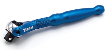 Titan 11316 1/4-Inch Drive x 4-Inch 90-Tooth Swivel Head Micro Ratchet - Blue