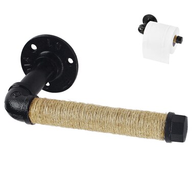 Nautical Toilet Paper Holder, Industrial Rope Tissue Holder Rustic Towel Rack for Bathroom Decor