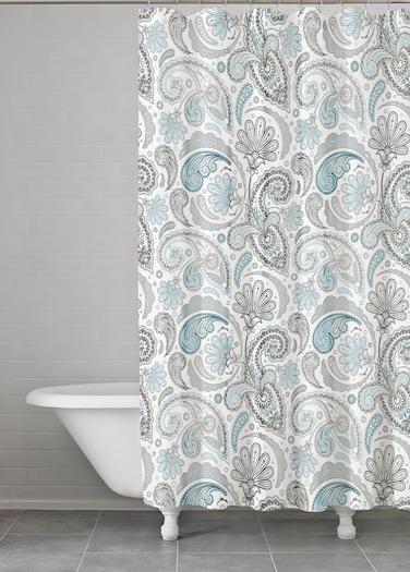 Kassatex SPS-115-BGR Paisley Shower Curtain, Blue/Grey, 72 by 72-Inch