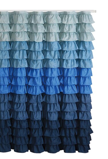 spring Home Waterfall Ruffled Fabric Shower Curtainsize 72 x 72 inch (Blue Rain)