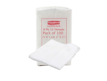 Cotton Gauze Swabs Cheese Cloth, Non-Sterile,White,8 Ply 13 Threads Pack of 100 (5 X 5 cm 2" X 2")