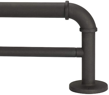 Double Industrial Curtain Rods, Iron Curtain Rod for Windows 28 to 48, Wrap Around Window Double Curtain Rod, Black Curtain Rods, Outdoor Farmhouse Curtain Rod, Room Divider Curtain Rod(Sand Black)