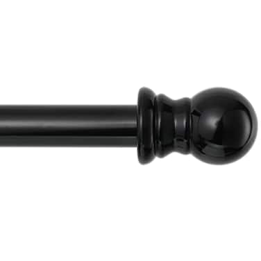1 Inch Black Curtain Rods for windows, Heavy Duty Adjustable Splicing Single Curtain Rod with Brackets (30-90")