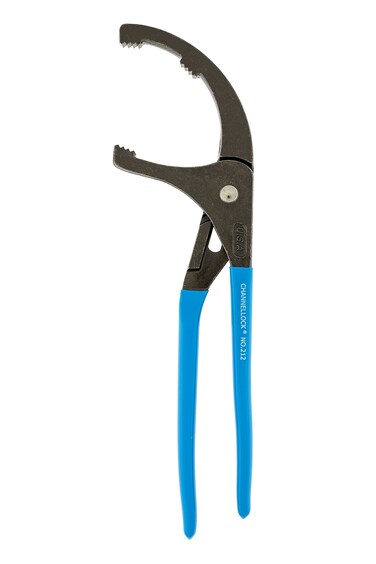 CHANNELLOCK 212 12-inch Oil Filter/PVC Pliers   Made in USA   2.5 to 3.75-inch Jaw Capacity   Forged High Carbon Steel   Ideal for Engine Oil Filters, Conduit, and Fittings , Blue