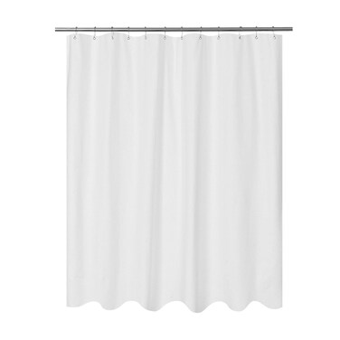 Mrs Awesome Embossed Microfiber Short Shower Curtain Liner 71 x 66 inches, Soft Fabric Shower Curtain Washable and Water Repellent,71x66, White