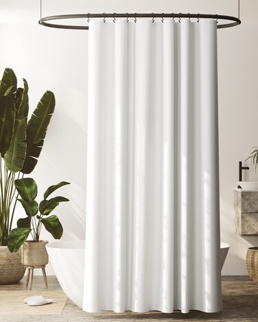 Zenna Home Recycled Cotton 100% Waterproof Fabric Shower Curtain Liner with Anti-Draft Clips, White, 70 x 84 inch