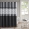 510 DESIGN Shower Curtain, Geometric Textured Embroidery Design with Built-in Liner, Modern Mid-Century Bathroom Decor, Machine Washable, Fabric Privacy Screen, 72x72, Donnel, Black/Grey