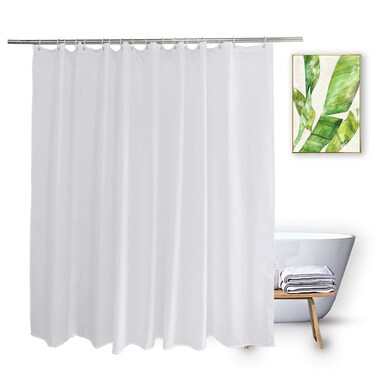 Vosign Extra Wide Shower Curtain Liner 108x72 inch, White Fabric Shower Curtain Liners Hotel Bathroom Shower Curtains, Water Repellent