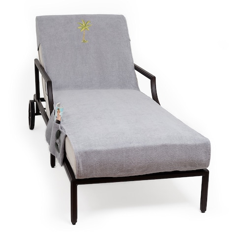 Linum Home Textiles CL95-SWP-PLM Palm Tree W/P Chaise Lounge Cover, Grey