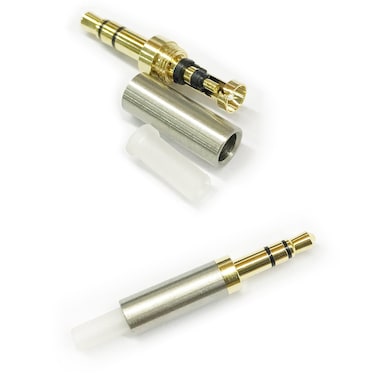 KetDirect 2Pcs Gold 3 Pole 3.5mm Male Repair headphone Jack Plug Metal Audio Soldering headset connector Silver