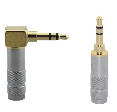 [2pcs] 3.5mm Stereo Right Angle Male Plug and 3.5mm Stereo Straight Male Plug Gold Plated Solder Connector [Wv-lstp-2ls]