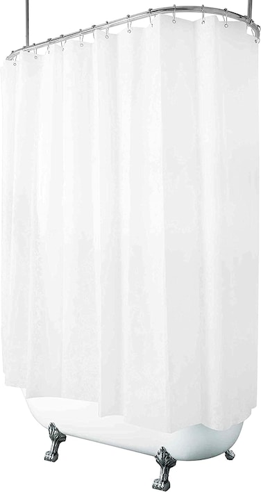 De-Mediocre Clawfoot Tub Shower Curtain 180x70 Inch White Liner All Warp Around Extra Wide 36 Metal Hooks Vinyl Bath Curtain for Clawfoot Stand Up Tub Bathroom PEVA Waterproof Liner