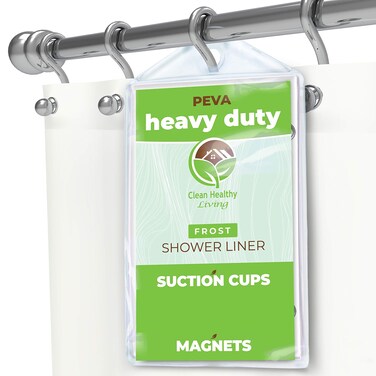 Clean Healthy Living Heavy Duty PEVA Frost Shower Curtain Liner with Magnets &amp; Suction Cups - 70 X 72 in. Long
