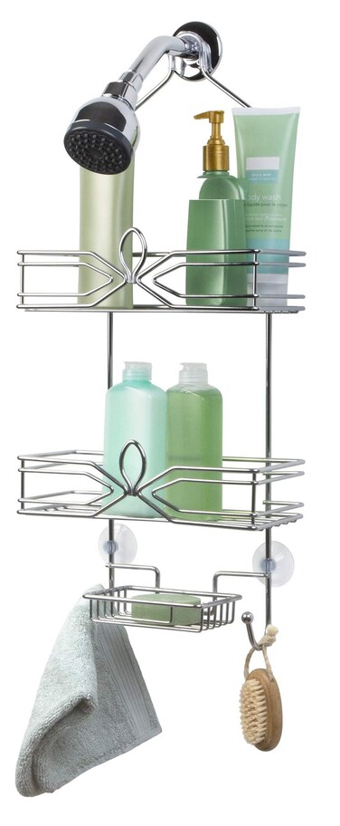 Richards Homewares Aria 3-Tier Shower and Bath Caddy with Soap Dish, 11 x 4.9 x 25.4-Inch, Chrome