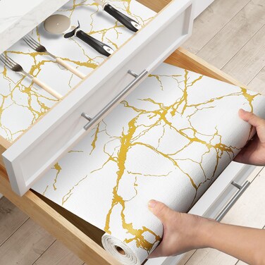 Drawer &amp; Shelf Liner for Kitchen Cabinets Non-Adhesive, Non-Slip, Waterproof, Easy to Cut, Reusable Washable Shelves Mats for Pantry Cupboard Dresser Bathroom