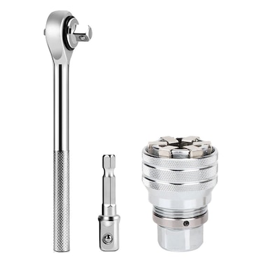 COKOLATIA Adjustable Universal Socket Wrench, Professional 3/8" Inch to 3/4" Inch 10mm-19mm Universal Sockets Tools with 3/8" Drive Ratchet Torque Wrench