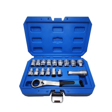 JEUCLEL 17PCS Pass Through Socket Set, Chrome Vanadium Steel, Versatile Space-Saving Design, Efficiency and Dependability, Enhanced Grip and Accessibility