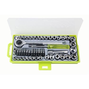 NUZAMAS [Upgraded 50pcs Socket Wrench Socket Set 1/4" 3/8" Reversible Ratchet Handle DR Drive Ratchet Wrench 12 Hex Screw Drive BitsTools with Case
