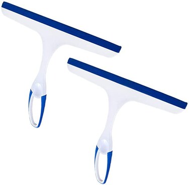 2 Pcs Window Squeegees with No-Slip Handle, Glass Wiper for Kitchen Home Car Bathroom Mirror Shower (2*Blue)