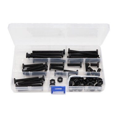 cSeao 60pcs 5/16"-18 Black Hex Socket Cap Screws and 5/16-18 Hex Nuts Assortment Kit, 1" 1-1/8" 1-1/4" 1-1/2" 2" 2-1/4