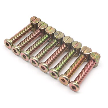 Pack of 8 M8 x 60mm Hex Drive Socket Cap Furniture Bolt,Also for Crib Cot Chairs Beds, Full Thread w/ M8 x 15mm Barrel Nut, Zinc Plated