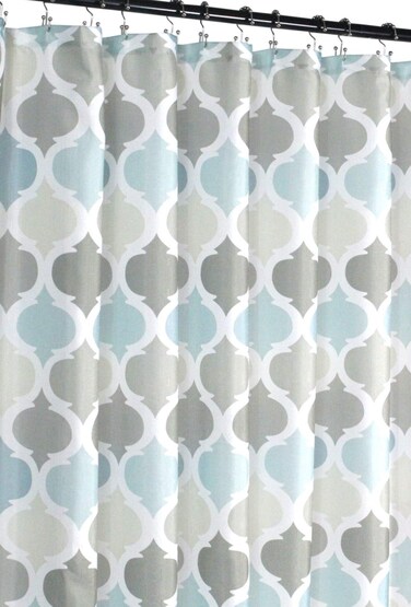 VCNY Home Universal Bathroom Fabric Shower Curtain for Men or Women: Earth Tones of Brown, Taupe, Slate Blue and Aqua (Brown, Turquoise, Beige, Taupe, Grey, White)