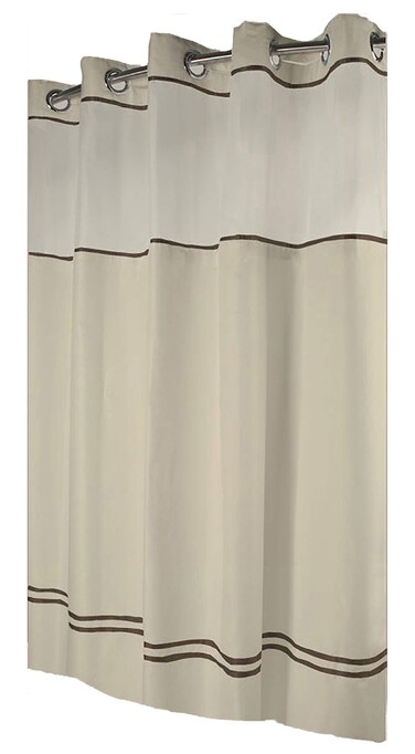 Hookless HBH40ES221 Escape Shower Curtain With Snap-In Liner, Sand With Brown Stripe, 71" X 74