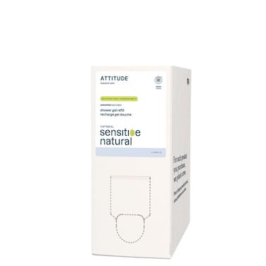 ATTITUDE Body Wash for Sensitive Skin, EWG Verified Shower Gel, Soothing Oat, Dermatologically Tested, Plant and Mineral-Based, Vegan Personal Care, Unscented, Bulk Refill, 67.6 Fl Oz