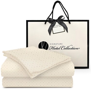 Signature Hotel Collection Queen Sheet Set - 4 Piece Soft Sheets - Hotel Luxury, Easy Care - Includes Flat Sheet, Fitted Sheet, &amp; Pillowcase, College Dorm Twin Hotel Sheets, Dora
