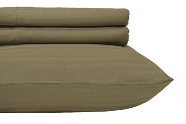 Royal Hotel Bedding Stripe Sheets - Split-King: Adjustable King Bed Sheets - 5PC Bed Sheet Set - 100% Cotton - 600 Thread Count - Deep Pocket, Split King, Taupe