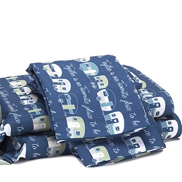 The Lakeside Collection Our Favorite Place is Together Bedding Sheet Set with Pillowcases - King - 4 Pieces, Blue/Gray