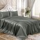 Homiest 3pcs Satin Sheets Set Luxury Silky Satin Bedding Set with Deep Pocket, 1 Fitted Sheet + 1 Flat Sheet + 1 Pillowcase (Twin Size, Dark Grey)