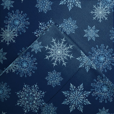 Pointehaven Flannel Deep Pocket Set with Oversized Flat Sheet, Full, Snow Flakes Navy