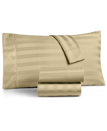 Charter Club Damask Stripe 550 Thread Count Supima Cotton 4 Piece Queen Sheet Set Taupe