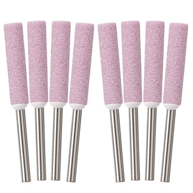 OIIKI 8 Pack Burr Grinding Stone File, Chainsaw Sharpener 7/32Inch 5.5mm (Pink)