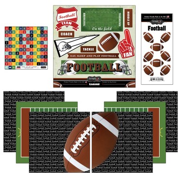 Scrapbook Customs Go Big Football Themed Paper and Stickers Scrapbook Kit, 12 inch by 12 inch
