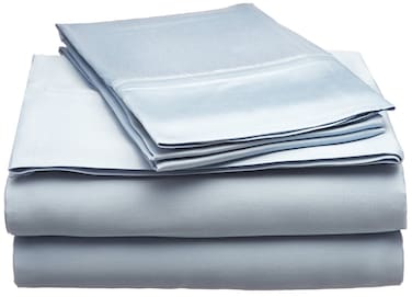 Superior Modal from Beechwood 300 Thread Bed Sheet Set, 1 Elastic Deep Pocket Fitted Sheet, 1 Flat Sheet, 2 Pillowcases, Soft Cool Sheets, Sateen Weave, Bedding Essentials, California King, Light Blue