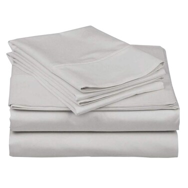 Twin Extra Long Sheets for Dorm Bedding-400 Thread Count - 100% Cotton Sheets - Specially Designed for Dorm Beds - Deep Pocket from 10-15 inches (Light Grey Solid,(38 x 80) Twin - XL)