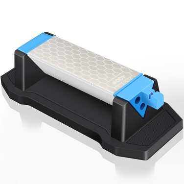 Diamond Sharpening Stone,3 Side 400/1000/6000 Grit Premium Industrial Diamond &amp; Ceramic Whetstone Knife Sharpener Stone With Edge Grip holder and Non-slip Base