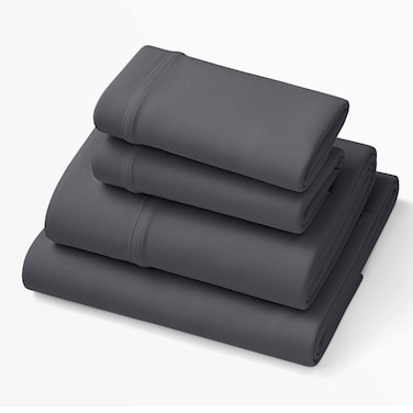 Purple SoftStretch Sheets, Split King, Mattress Sheets, Moisture-Wicking, Grey, Stormy Grey