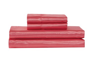 Mk Collection Soft Silky Satin Solid Color Deep Pocket Sheet Set (Coral, Full)