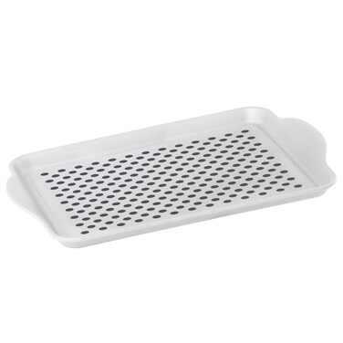 OGGI Anti Slip Serving Tray with Handles- White Rectangle Tray - Ideal Tray for Eating, Breakfast Tray, Food Tray, Appetizer Tray, Serving