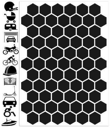 71pcs High Visibility Warning Reflective Stickers Hexagon Honeycomb Kit Decals Black Reflector Highly Night Safety Sign Visibility Universal Self - Adhesive D 52