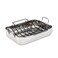 Anolon Triply Clad Stainless Steel Roaster / Roasting Pan with Rack - 17 Inch x 12.5 Inch, Silver
