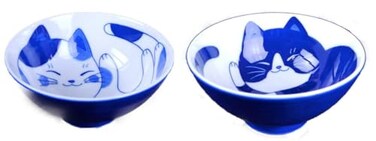 Minorutouki Cat Design "NEKOCHIGURA" Rice Bowl MIKE &amp; HACHIWARE Small Size 2 pattern set &Iuml;&dagger;4.6&Atilde;&mdash;H2.4in 6.63oz Made in Japan